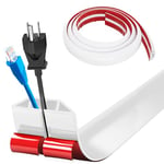 Bocguy Cache Cable Sol, Petit Canal de Câble Flexible, 1M x 4cm Goulotte Passe Cable Sol Silicone, Cache Fil Électrique Sol Auto-Adhésif pour Tous Les Câbles (Blanc - Côtés Trapézoïdaux)