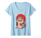 Womens Yakuza Moo Deng V-Neck T-Shirt