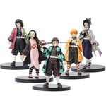 5-pack Demon Slayer-figurer, 6,3 tum Demon Slayer Actionfigur PVC-leksaker Kochou Shinobur Animefigur Zenitsu Tanjiro Nezuko