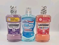 Triple Pack Mouthwash Set: Listerine Total Care Aquafresh Complete, Smart Rinse