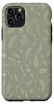 iPhone 11 Pro Wildflower Leaves Botanical Plant Line Art Sage Green Case