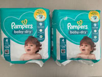 2 x Pampers Baby Dry Nappy Pants 25 Pack 9-14 Kg Size 4 All Round Anti Leakage