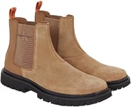 Calvin Klein Homme EVA Mid Chelsea Boot Suede YM0YM00764 Bottes mi-Hautes, Marron (Monks Rob/Black/Orange Pop), 45 EU