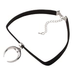 Svart PU sammetsband Choker halsband gotiska handgjorda Moon hänge sexig enkel