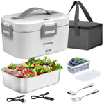 Primizia Gamelle Chauffante 1.8L(75W/12V/24V/220V), Boite Isotherme Repas Chaud Portable, Lunch Box Chauffante Électrique puro Bureau et Voiture,Blanc