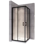 Cabine de douche LANABLACK - Saniverre - 100 x 100 cm - Verre transparent 6 mm - Hauteur 190 cm