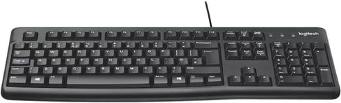 Logitech K120 Wired Keyboard for Windows, USB Plug-and-Play QWERT UK - Black