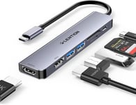 Hub USB C avec Doubel HDMI pour MacBook Mode MST, Transfert de Données à 5Gbps avec 2 USB 3.0, PD 100W, Lecteur de Cartes SD/TF, pour MacBook Pro 2023-2016, Nouveau Mac Air, etc (CE45 Gris).[S922]