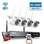 【Work with Alexa】 Wireless CCTV Camera System, 8CH 5MP NVR, 4X 3.0MP