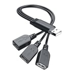 ANDTOBO USB 1 to 3 Splitter, USB 2.0 A Male to 3 USB Female Jack Y Splitter Hub Power Cord Extension Adapter Cable, Black