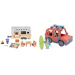 Bluey Caravan Playset, 2.5-3 inch figures &, 4WD Family Vehicle, with 1 Figure and 2 Surfboards Customizable Car - Adventure Time for Ages 3+