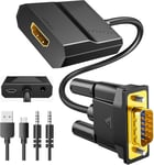 Adaptateur Vga Vers Hdmi, 1080P Vga Mâle Vers Hdmi Femelle Convertisseur Avec Audio, Vga To Hdmi Adapteur Pour Tv, Ordinateur, Projecteur, Moniteur, Pc À Hdtv Connecteur Hd