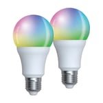 Conecto WRGB Smart Lampa A60 E27 – Dubbelpack med WiFi-styrda RGB-lampor