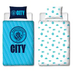 Manchester City FC Single Duvet Cover Set Club Crest Reversible Bedding Football