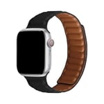 FRIENDLY LICENSE - Bracelet compatible avec Apple Watch 38-40-41 mm - Design à maillons - Fabriqué en cuir synthétique - Couleur noire - Fermeture magnétique - Bracelet Apple Watch