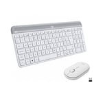 Logitech Slim Wireless Keyboard and Mouse Combo MK470, QWERTY Spanish Layout - White