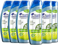 Head & Shoulders Pure Intense Sébo-Régulateur Shampooing Antipelliculaire - Au Citron -Jusqu’à 100% Des Pellicules Éliminées - 6x250ml