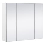 Yaheetech Armoire Murale Salle de Bain, Placard de Rangement Toilettes, avec 3 Portes 3 Miroirs, 2 Niveaux, Étagère Hauteur Réglable 70,5 x 15 x 60,5cm