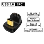 [""2/1 pièces USB4.0 40Gbps adaptateur USB C mâle à femelle 180 ° 100W convertisseur de synchronisation de données de charge rapide 8K - 60Hz pour ordinateur portable tablette télé - Type 1pc USB4.0