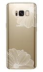 NOVAGO Compatible avec Samsung Galaxy S8 Plus S8+ Coque Souple Transparente Solide Anti Choc avec Impression de qualité-Fleur Blanche