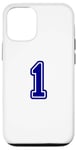 Coque pour iPhone 13 1 numéro universitaire bleu sport