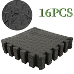 Tapis de Sport de Sol 16 Dalles en Mousse ÉVA,Tapis Mousse,Tapis de Sol Puzzle,pour Gym, Musculation, Salle de Sport,Bordures 30cm x 30cm,noir