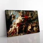 Big Box Art Consequences of War by Peter Paul Rubens Canvas Wall Art Print Ready to Hang Picture, 76 x 50 cm (30 x 20 Inch), Green, Cream, Cream