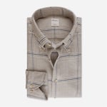 Slimline Flanel Shirt - Beige Check