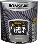 Ronseal Ultimate Protection Decking Stain Paint Garden Rainproof 2.5L Stone Grey