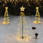 Led Spiral Christmas Tree Light Lamp Solar Powered Yard Garden Xmas Decor Warm Light