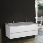 Arlequin - Meuble double vasque 140 cm- Vasque Gris- Traverses Blanc