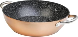 WECOOK! Professional Casserole Basse 24cm Induction, Sauteuse Antiadhésive Écologique sans PFOA, Aluminium Forgé, Épaisseur 2,8mm, Copper, Poignées en Acier Inox., Vitrocéramique, Four