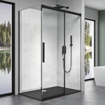 Doporro Cabine de Douche Transparent Noir 75x130x195cm avec Porte Coulissante Paroi de Douche Verre de Sécurité Nano Ravenna12K