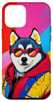 Coque pour iPhone 12 mini Husky Dog Fashion, joli pop art coloré