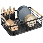 Dreamhigh® Egoutoire Vaisselle Cuisine, Egouttoir Vaisselle sur Evier avec Porte-ustensiles et Bac D'égouttement, Plateau Étendoir pour Évier Cuisine, pour Une Famille de 3-5 Personnes