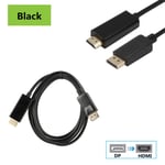 Le noir - 1.8m - Adaptateur Displayport HDMI 1.8 P, 1080 M/6ft, convertisseur de Port d'affichage pour PC portable, projecteur, câble DP vers HDMI, câble Displayport HDMI