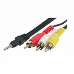 New 3.5 mm Male Jack to 3x Male RCA Cinch Phono Cable Audio Video Adapter 76