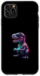 Coque pour iPhone 11 Pro Max Gaming Dinosaurs- Le T-rex joue aux jeux vidéo