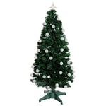 WeRChristmas 4 ft Pre-Lit Fibre Optic Christmas Tree with LED Ball Lights, White/ Green