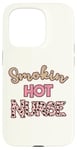 Coque pour iPhone 15 Pro Smoking Hot Nurse Rose pâle Motif guépard