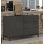 Buffet moderne sur pieds 1 porte 3 tiroirs L110cm FLORENCE anthracite Taille unique