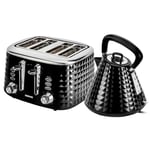 4 Slice Bread Toaster & 1.5L Cordless Electric Kettle Combo Textured Set Black