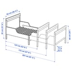 IKEA SUNDVIK utdragbar sängstomme med ribbotten 80x200 cm