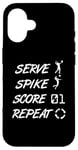 Coque pour iPhone 16 Service Spike Score Repeat - Volleyball