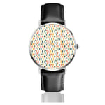 Montre Femme Mode Bracelet Cuir Rainbow Confetti Mouvement Quartz Boîtier Acier Inoxydable Cadeau Vacances