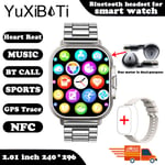 2024 Smart Watch 2 In 1 Kuulokkeilla Älykello Bluetooth Call Miesten Kello Gps Track Sykemittari Toista Musiikkia Smartwatch_Silver steel strip_Headphone Watch