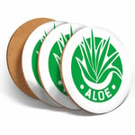 4 Set - Aloe Vera Beauty Skincare Coasters - Kitchen Drinks Coaster Gift #4226