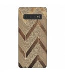 Coque Galaxy S10 effet bois fleur chevron