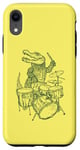 Coque pour iPhone XR Crocodile jouant de la batterie en forme de crocodile, percussion, reptile