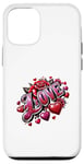 iPhone 12/12 Pro The Word Love surrounded By Hearts And Red Roses Case